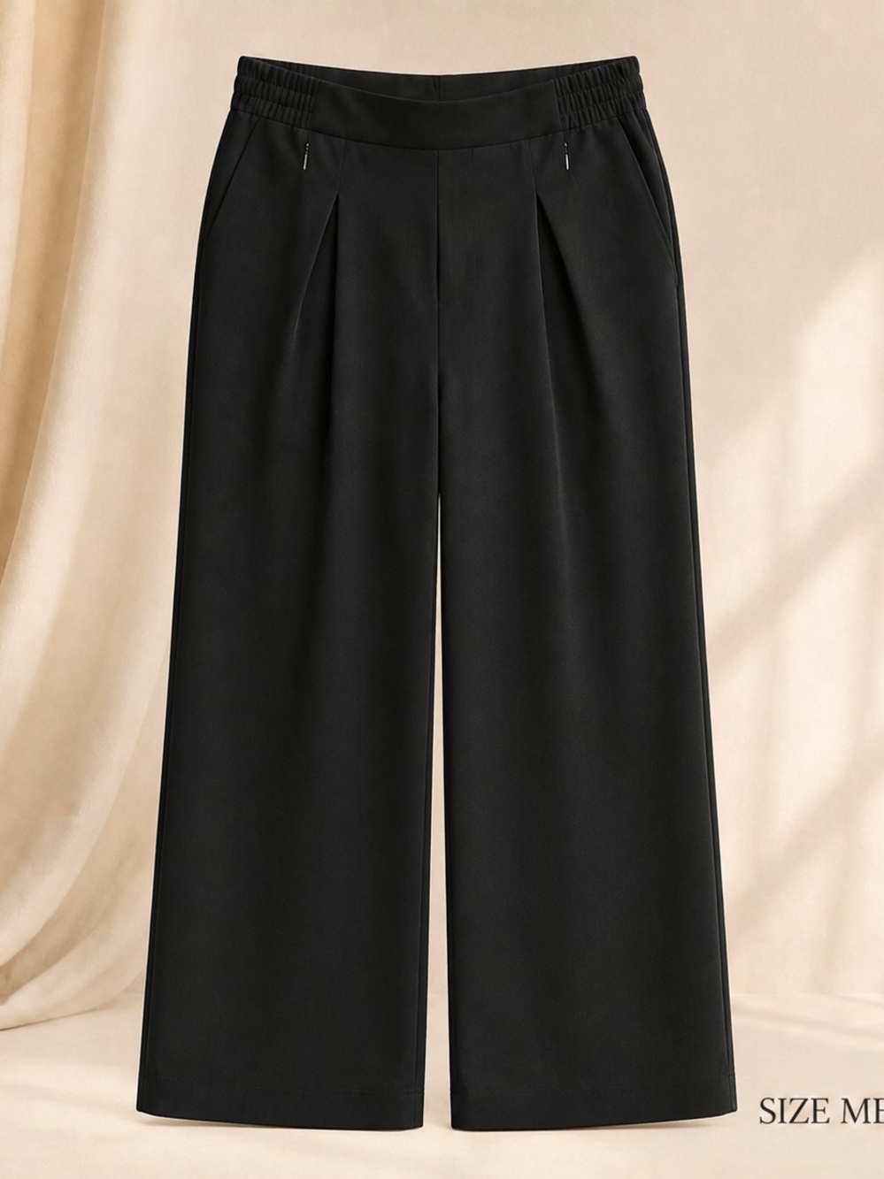 HALARA Black Wide-Leg Pull-On Trousers